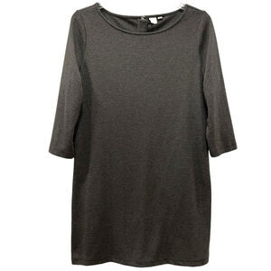 Gap Womens Large Shift Dress Faux Leather Exposed Zipper Boat Neck Heather Gray